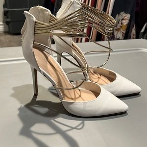 White healed shoes